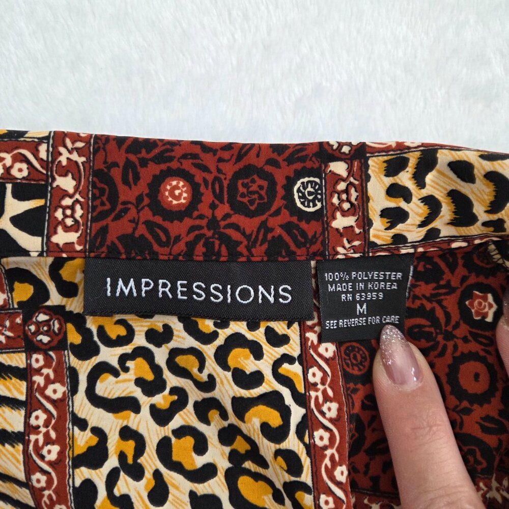 90s Animal Patchwork Button Down Top Medium Leopa… - image 8